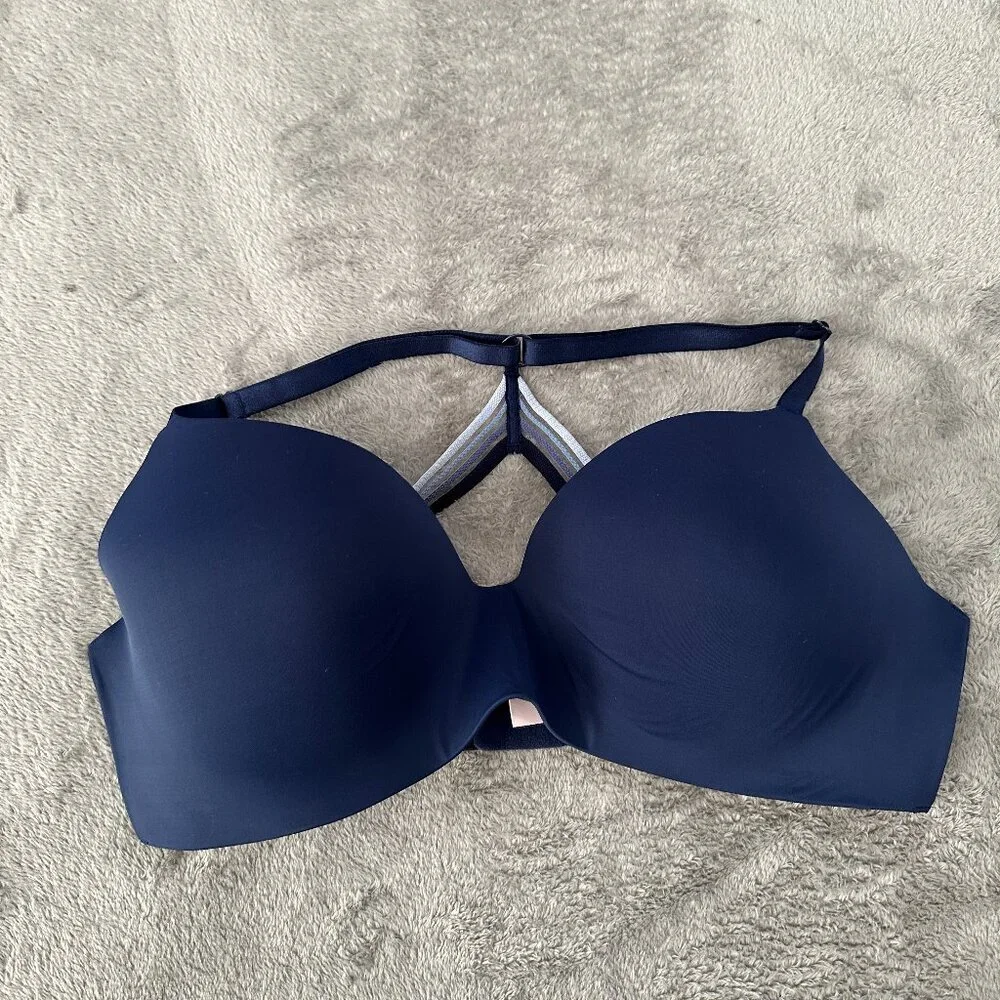 Victoria's Secret T-Shirt Lightly Lined Wireless Bra Navy Blue Women's 38DD 38E